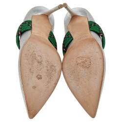 Pre Owned Malone Souliers Grey Woven Fabric Mara Mule Sandals Size 39.5