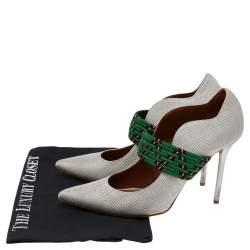 Pre Owned Malone Souliers Grey Woven Fabric Mara Mule Sandals Size 39.5