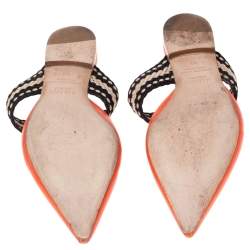 مملوكة مسبقًا Malone Souliers Orange?Black Leather Maisie Flats Size 38.5