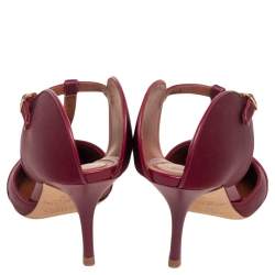 Pre Owned Malone Souliers Burgundy Satin and Leather Trim Imogen Pumps Size 39