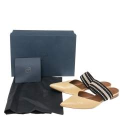 Pre Owned Malone Souliers Yellow/Black Leather And Canvas  Hannah Roksanda Mule Sandals Size 38.5