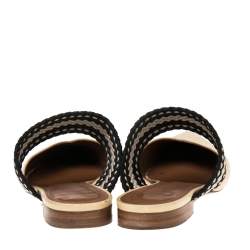 Pre Owned Malone Souliers Yellow/Black Leather And Canvas  Hannah Roksanda Mule Sandals Size 38.5