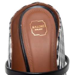 مملوكة مسبقًا حذاء كعب عالى مالون سولييه ماورين كانفاس كاروهات أبيض/أسود مقاس 38