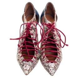 Pre Owned حذاء بوت مالون سولييه مونتانا جلد أسود مقدمة مدببة برباط مقاس 41