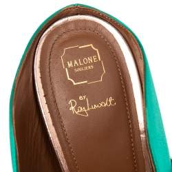 مملوكة مسبقًا حذاء مولز مالون سولييه مقدمة مدببة ماورين ساتان أخضر مقاس 41