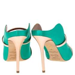 مملوكة مسبقًا حذاء مولز مالون سولييه مقدمة مدببة ماورين ساتان أخضر مقاس 41