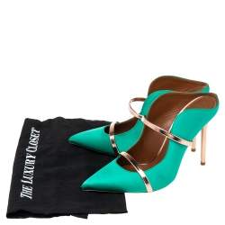 مملوكة مسبقًا حذاء مولز مالون سولييه مقدمة مدببة ماورين ساتان أخضر مقاس 41