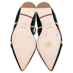 مملوكة مسبقًا Malone Souliers Green Leather Maureen Ankle Strap Flats Size 40