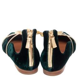 مملوكة مسبقًا Malone Souliers Green Leather Maureen Ankle Strap Flats Size 40