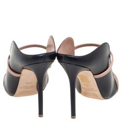 Pre Owned Malone Souliers Black/Beige  Leather Maureen Pointed Toe Mules Size 40.5