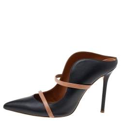Pre Owned Malone Souliers Black/Beige Leather Maureen Sandals Size 38