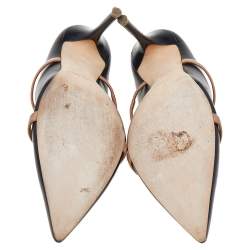 Pre Owned Malone Souliers Black/Beige Leather Maureen Sandals Size 38