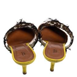 Pre Owned Malone Souliers by Emanuel Ungaro White/Black Polka Dot Satin And Lace Maisie Pointed Toe Mules Size 38