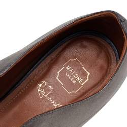 Pre Owned Malone Souliers Metallic Grey Leather Maureen  Ballet Flats Size 37