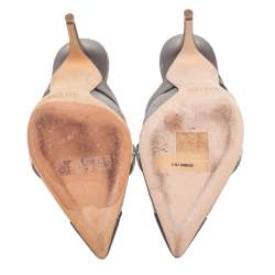 Pre Owned صندل سلايد مالون سولييه بوبي جلد وشبك رصاصي ميتاليك مقاس 37