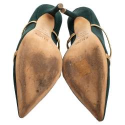 Pre Owned صندل سلايد مالون سولييه مورين سويدي أخضر بمقدمة مدببة مقاس 37.5