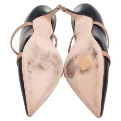 Pre Owned حذاء مولز مالون سولييه مقدمة مدببة مورين جلد بيج/ أسود مقاس 37