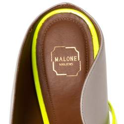 Pre Owned حذاء مولز مالون سولييه موريين جلد لامع وجلد أخضر/ رمادي مقدمة مدببة مقاس 36