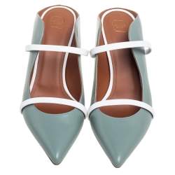 Pre Owned حذاء مولز مالون سولي يه ماورين جلد أبيض/ أسود مقدمة مدببة مقاس 40