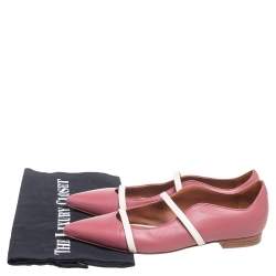 Pre Owned Malone Souliers Pink/White Leather Maureen Ballet Flats Size 36 