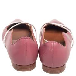 Pre Owned Malone Souliers Pink/White Leather Maureen Ballet Flats Size 36 