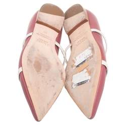 Pre Owned Malone Souliers Pink/White Leather Maureen Ballet Flats Size 36 
