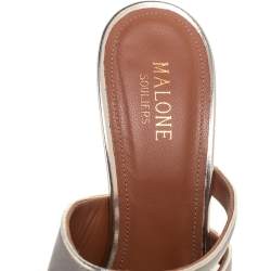 Pre Owned Malone Souliers Metallic/Grey Satin Donna Open Toe Mules Size 39