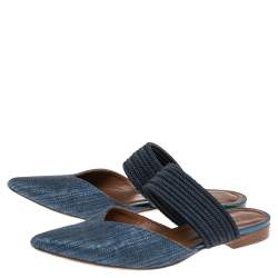 Pre Owned صندل فلات سلايد مالون سوليه مايسي  قماش وكانفاس أزرق داكن مقاس 36