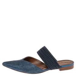 Pre Owned صندل فلات سلايد مالون سوليه مايسي  قماش وكانفاس أزرق داكن مقاس 36