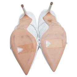 Pre Owned Malone Souliers White Croc Embossed Leather Maureen Mule Sandals Size 37.5