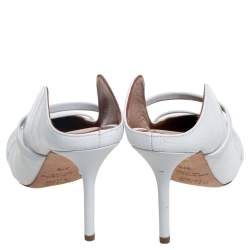 Pre Owned Malone Souliers White Croc Embossed Leather Maureen Mule Sandals Size 37.5