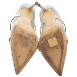 Pre Owned حذاء كعب عالي مالون سولييه "ماورين" جلد فضي مقاس 38