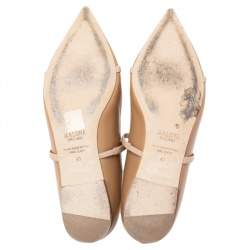 Pre Owned Malone Souliers Beige Leather  Maureen Flats Size 41