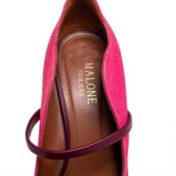 Pre Owned Malone Souliers Fuchsia Pink/Plum Raffia and Leather Maureen Pumps Size 36