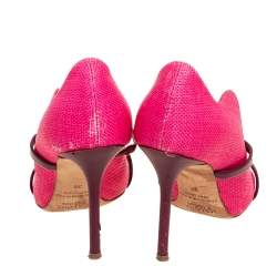Pre Owned Malone Souliers Fuchsia Pink/Plum Raffia and Leather Maureen Pumps Size 36
