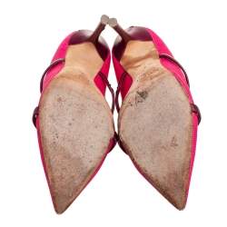 Pre Owned Malone Souliers Fuchsia Pink/Plum Raffia and Leather Maureen Pumps Size 36