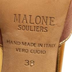 Pre Owned Malone Souliers  Beige/Gold Satin Imogen  Pumps Size 38