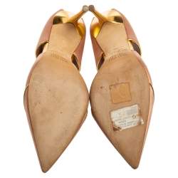 Pre Owned Malone Souliers  Beige/Gold Satin Imogen  Pumps Size 38