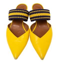 مملوكة مسبقًا Malone Souliers x Roksanda Yellow Leather Hannah Pointed-Toe Flat Mules Size 40.5