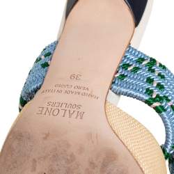 Pre Owned حذاء سلايد مالون سولييه رافيا مايسي كريمي/أزرق مقدمة مدببة مقا 39