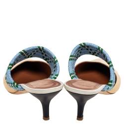 Pre Owned حذاء سلايد مالون سولييه رافيا مايسي كريمي/أزرق مقدمة مدببة مقا 39