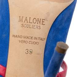 Pre Owned حذاء سلايد مالون سولييه ماورين جلد وسويدي أزرق/أحمر مقاس 39