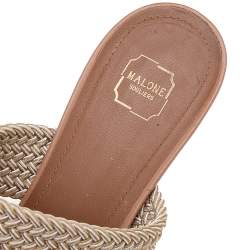 Pre Owned Malone Souliers Beige Croc Embossed Leather Maisie Mules Size 36.5