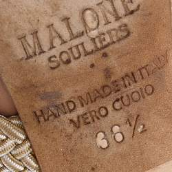 Pre Owned Malone Souliers Beige Croc Embossed Leather Maisie Mules Size 36.5