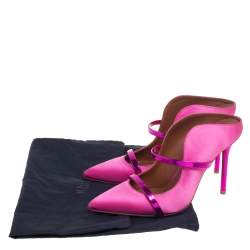 Pre Owned Malone Souliers Pink Satin Maureen Pointed Toe Mules Size 37