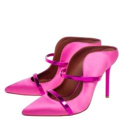 Pre Owned Malone Souliers Pink Satin Maureen Pointed Toe Mules Size 37
