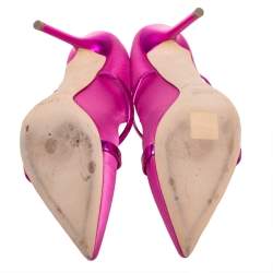 Pre Owned Malone Souliers Pink Satin Maureen Pointed Toe Mules Size 37