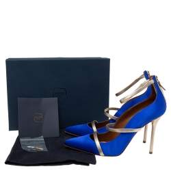 Pre Owned Malone Souliers Royal Blue Satin Robyn Ankle-Strap Pumps Size 40