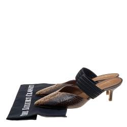 Pre Owned Malone Souliers Brown/Black Python Leather And Cord Maisie Pointed Toe Mules Sandals Size 38