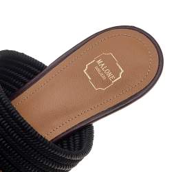 Pre Owned Malone Souliers Brown/Black Python Leather And Cord Maisie Pointed Toe Mules Sandals Size 38